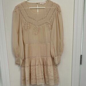 LoveShackFancy Silk Mini Dress in Neutral Color Size L